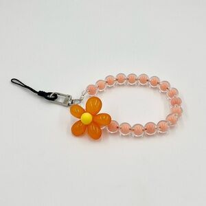 🌼Coral/Org Flower Beaded Phone Lanyard🌼